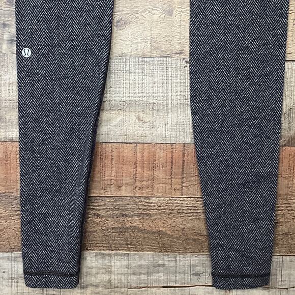 Lululemon Wunder Under Pant Leggings Giant Herringbone Black Gray SZ 6 - Picture 6 of 10